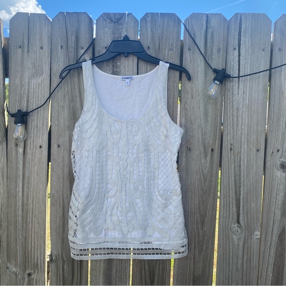 Express Ivory Embellished Tank Top - Picture 2 of 7